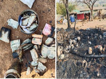 farmer's Rs 2 lakh cash burns in fire;5 goats also died on the spot | आगीत शेतकऱ्याच्या २ लाख रुपयांची झाली राख; ५ शेळ्यांचाही होरपळून मृत्यू