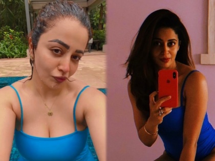 Selfie and video from Neha Pendse's swimming pool raises internet temperature | मराठमोळ्या नेहा पेंडसेच्या स्विमिंग पूलवरील बिकनीतील सेल्फी आणि व्हिडीओनं वाढवलं इंटरनेटचं तापमान