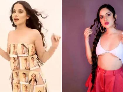 Photo sticking on body instead of clothes, super hot look of Urfi Javed came in front, fans said ... | Urfi Javed: शरीरावर कपड्यांऐवजी चिकटवले फोटो, समोर आला उर्फी जावेदचा सुपरहॉट लूक, फॅन्स म्हणाले...   