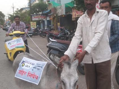 In one such protest, a stressed customer tied an electric bike to a donkey and drove around the city | एक असाही निषेध! त्रस्त ग्राहकाने गाढवाला बांधून शहरभर फिरवली इलेक्ट्रिक बाईक 