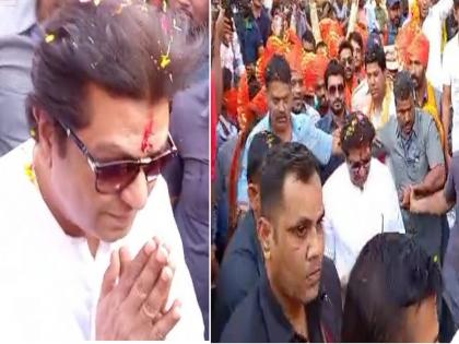 Raj Thackeray's warm welcome in Aurangabad; Bow down in front of the statue of Shivaji Maharaj at Kranti Chowk | राज ठाकरेंचे औरंगाबादेत जंगी स्वागत; क्रांती चौकात शिवाजी महाराजांच्या पुतळ्यासमोर नतमस्तक