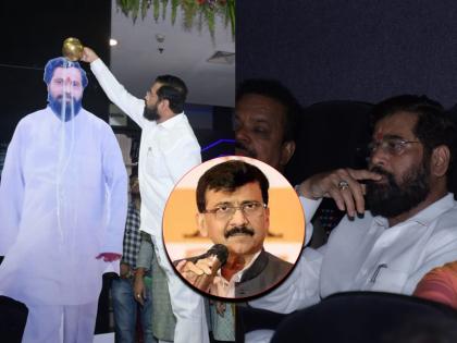 Show at least one photo of Anand Dighe washing his feet; MP Sanjay Raut challenge to Minister Eknath Shinde | आनंद दिघे साहेबांचे पाय धुताना एक तरी फोटो दाखवा; संजय राऊतांचं एकनाथ शिंदेंना आव्हान