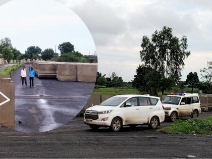 Nanded potholes stop CM Eknath Shinde; A fleet of vehicles got stuck on the Ardhapur road | नांदेडच्या खड्ड्यांनी मुख्यमंत्र्यांना रोखले;अर्धापूर वळणरस्त्यावर अर्धातास अडकला वाहनांचा ताफा