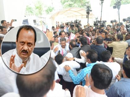 Opposition leader Ajit Pawar said that the ruling MLAs came to the steps of the Vidhan Bhavan as they were moved by our slogans. | '...म्हणून आज ते विधिमंडळाच्या पायऱ्यांवर आले'; अजित पवारांचं विधान अन् काही क्षणातच राडा!