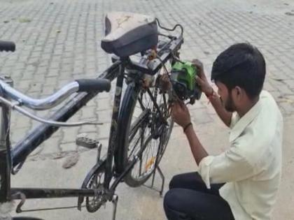 lakhimpur kheri uttar pradesh lakhimpur kheri 10th class student made bike out of three thousand | आयडियाची कल्पना! दहावीच्या विद्यार्थ्याने फक्त 3 हजारांत भंगारातून बनवली 'जबरदस्त बाईक'