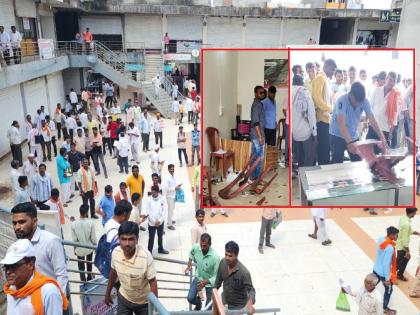 In Hingoli Rada, Farmers vandalized the office of crop insurance Company | हिंगोलीत राडा, शेतकऱ्यांनी फोडले पिकविमा कंपनीचे कार्यालय