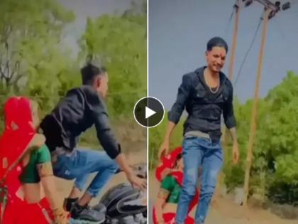 viral bike rider performs stunts while wife rides pillion watch shocking video | बापरे! 'या' बादशाहने बाईकवर बायकोला बसवून असा स्टंट केला, नेटकरीही चक्रावले