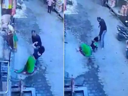 maharajganj son brutally beaten his mother for money video gone viral on social media | Video - लेक झाला हैवान! जन्मदात्या आईलाच केली बेदम मारहाण, घराबाहेर काढले, केस ओढले अन्...