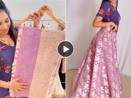 No Sew DIY | How to make Lehenga from Old Saree | How to wear Saree like  Lehenga - YouTube