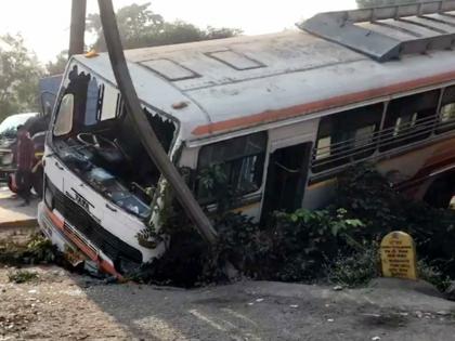 Student bus accident in Bhiwandi, one killed and 5 students injured in bus collision | भिवंडीत विद्यार्थ्यांच्या बसला अपघात, बसच्या धडकेत पादचाऱ्याचा मृत्यू तर 5 विद्यार्थी जखमी