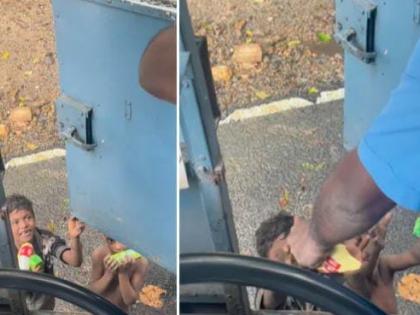 bus driver distributes snacks to street children in kerala their smiles will make your day viral video | हृदयस्पर्शी! रस्त्यावर फिरणाऱ्या बेघर मुलांना बस चालकाने दिला 'खाऊ'; मुलांचं गोड हास्य जिंकेल मन