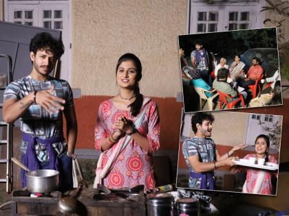 Tea party on Pirticha Vanva Uri Petla marathi serial set | पिरतीचा वनवा उरी पेटलाच्या सेटवर चाय पे चर्चा, अर्जुन आणि सावीनं बनवला चहा