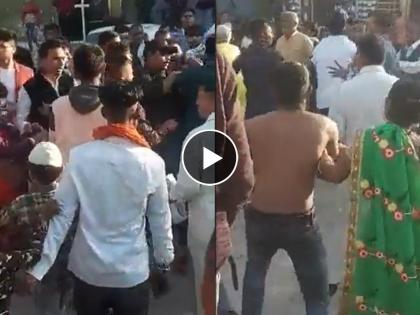 groom fufa did not get matar paneer in wedding so there was ruckus hit everyone guests fight up video | Video - तुफान राडा! नवरदेवाच्या काकांना मिळालं नाही मटार-पनीर; लग्नमंडपात जोरदार हाणामारी