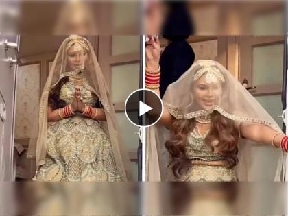 rakhi sawant adil khan drama queen bridal outfit video viral talks about husband in front of camera | Rakhi Sawant : Video - नवरी नटली! राखी सावंत तिसऱ्यांदा लग्न करणार?; ब्राइडल लूक व्हायरल, आदिलबद्दल म्हणते...