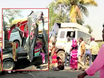 Fatal truck-autorickshaw accident on Mudkhed-Nanded road; 4 died on the spot, 5 seriously injured | मुदखेड-नांदेड रोडवर ट्रक-ऑटोरिक्षाचा भीषण अपघात; चौघांचा जागीच मृत्यू, ५ गंभीर जखमी