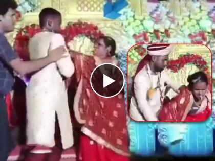 funny wedding viral video bride groom fight on stage | Video - साता जन्माचं नातं एका क्षणात तुटलं; लग्नाच्या दिवशी स्टेजवरच नवरदेव-नववधू भिडले अन्...