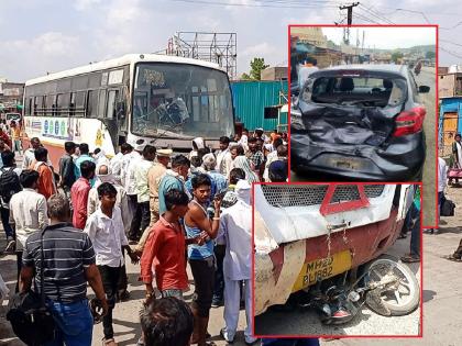 A brakefell bus killed one; But the tipper driver risked his life and stopped the bus... | ब्रेकफेल बसने एकाचा जीव घेतला; पण टिप्पर चालकाने जीवाची बाजी लावत बस अडवली