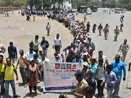 Daily workers' 'long march' to Mumbai, loud sloganeering against the government | रोजंदारी कर्मचाऱ्यांचा मुंबईकडे ‘लाँगमार्च’, शासनाच्याविरोधात तीव्र घोषणाबाजी