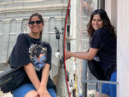 Saie Tamhankar is traveling in Spain with this guy, got a hint from a photo | Saie Tamhankar स्पेनमध्ये फिरतेय या व्यक्तीसोबत, एका फोटोतून मिळाली हिंट