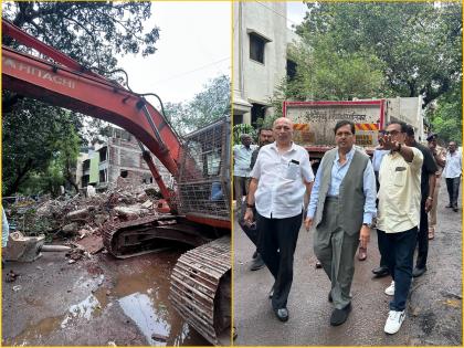 Meeting of Mangal Prabhat Lodha at the building accident site in Ghatkopar Rajawadi | घाटकोपर राजावाडी येथील इमारत दुर्घटनास्थळी पालकमंत्री मंत्री मंगल प्रभात लोढा यांची भेट