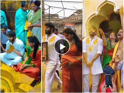 marathi tv couples akshaya deodhar and hardeek joshi jejuri darshan | Video: खंडेरायाच्या चरणी अक्षया-हार्दिक लीन; जेजुरी गडाचं घेतलं दर्शन