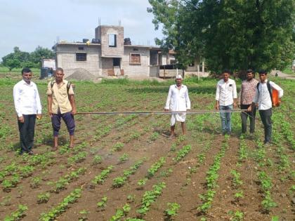 Farmer's Jugad hit! Six sprays at once, spraying an acre in just 20 minutes | शेतकऱ्याचा जुगाड हिट! एकाच वेळी सहा फवारे, अवघ्या २० मिनिटात एकरभर फवारणी 