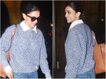 Deepika padukone sweater mumbai airport video | एअरपोर्टवर स्वेटर घालून पोहोचली दीपिका पादुकोण, लोक म्हणाले- हे काय लॉजिक आहे...