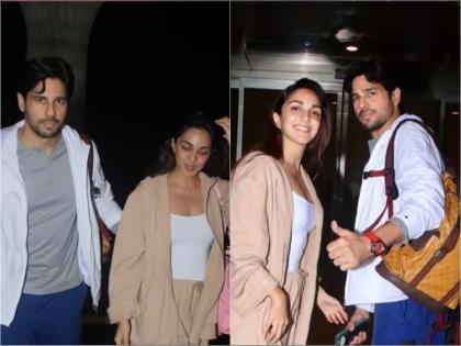 Sidharth malhotra and kiara advani spotted together at mumbai airport couple has left for vacation | कियारा अडवाणी पती सिद्धार्थ मल्होत्रासोबत बर्थ डे ट्रिपसाठी झाली रवाना, विमानतळावर दिसलं 'शेरशाह' कपल