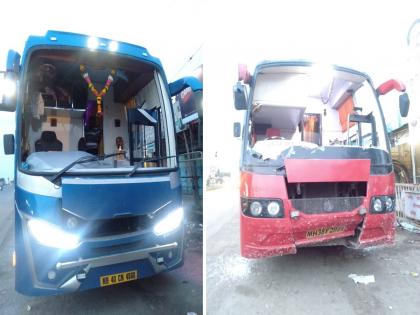 Attempted looting by stone pelting on two private buses; Thrilling events at Jikthan Phata | दोन खाजगी बसवर दगडफेक करुन लुटीचा प्रयत्न; जिकठाण फाट्यावरील थरारक घटना