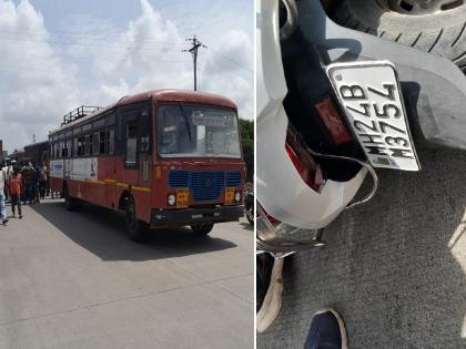 One dead, one critical in bus-bike accident on Ausa Road | औसा रोडवर बस- दुचाकी अपघातात एक ठार, एक गंभीर