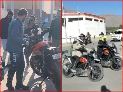 rahul gandhis rider look in ladakh reached pangong tso lake by bike for his father rajiv gandhi birthday | लडाखमध्ये रायडर लूकमध्ये दिसले राहुल गांधी! बाईकवरून पॅंगॉन्ग त्सो तलावावर पोहोचले