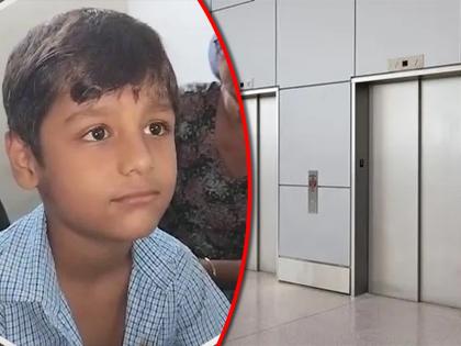 viral news A society's lift suddenly stopped An 8-year-old boy was trapped in this lift. | ३ तास लिफ्टमध्ये अडकला, शाळेतला सर्व अभ्यास संपवला, ८ वर्षाच्या मुलाचं होतंय कौतुक