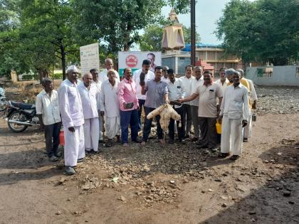 Add to the symbolic statue of Mahavitran killed by farmers in Sangli | सांगलीत शेतकऱ्यांनी मारले महावितरणच्या प्रतिकात्मक पुतळ्यास जोडे