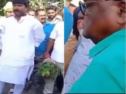 jharkhand jmm mp vijay hasda mla lobin hembram fight video viral during road foundation program | तुफान राडा! रस्त्यात खासदार-आमदार एकमेकांना भिडले, पक्षातील वाद चव्हाट्यावर