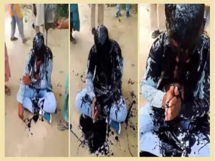 teacher sent friendship request to girl student sri ganganagar enraged villager blackened his face | शिक्षकाचं विद्यार्थिनीशी गैरवर्तन, ग्रामस्थ व कुटुंबीय संतप्त; तोंडाला काळं फासून मारहाण