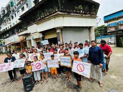 Elderly protest against liquor shop in Panvel | पनवेलमध्ये दारूच्या दुकानाच्या विरोधात अबालवृद्धांची निदर्शन