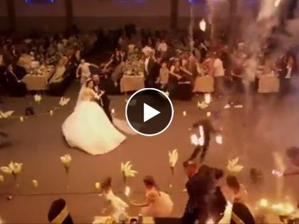 fire broke out at iraq marriage hall video viral wedding tragedy | Video - भयंकर! लग्नमंडपात फुलांऐवजी अंगावर पडले आगीचे गोळे; 100 जणांचा होरपळून मृत्यू