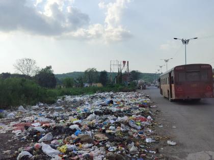 Malang Road is a dumping ground, plastic bags in the garbage | साहेब इथं ही राबवा स्वच्छता मोहीम! मलंगरोडला डम्पिंगची अवकळा, कचऱ्यात प्लास्टिकचा खच