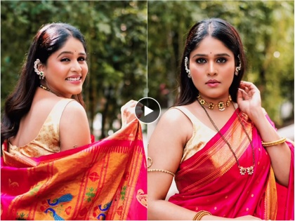 marathi actress akshaya deodhar pink saree look video viral | 'हरवून गेलं रान,तुझ्यात गं साजणी!' सिंपल लूकमधून अक्षयाने वेधलं नेटकऱ्यांचं लक्ष