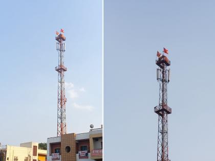 Indefinite hunger strike by climbing a three hundred feet high tower for Maratha reservation | मराठा आरक्षणासाठी ३०० फूट उंच टॉवरवर चढून बेमुदत उपोषण