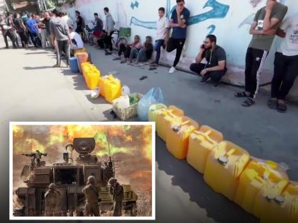 israel hamas war gaza changed long lines food oil why people tying colorful threads hands children | 20 दिवसांत गाझा उद्ध्वस्त! अन्न, तेलासाठी लांबच लांब रांगा; मुलांच्या हातावर बांधतात रंगीत धागा