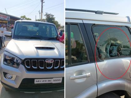 Maratha protesters pelted stones on former minister Badamrao Pandit's car | माजीमंत्री बदामराव पंडित यांच्या गाडीवर मराठा आंदोलकांची दगडफेक