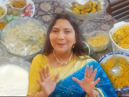 nivedita-saraf-made-chat-food-like-pani-puri-ragada-patice-and-many-more-for-bhaubij | Video: निवेदिता सराफ यांच्याकडून भावाला जंगी पार्टी; पाणीपुरी, बिर्याणीचा केला झक्कास बेत