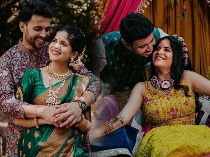 Bigg boss marathi fame Amruta deshmukh prasad jawade wedding couple tie the knot today | मेहेंदी सजली, हळद लागली, 'पुण्याची टॉकरवडी' आज प्रसाद जवादेसोबत बांधणार लग्नगाठ