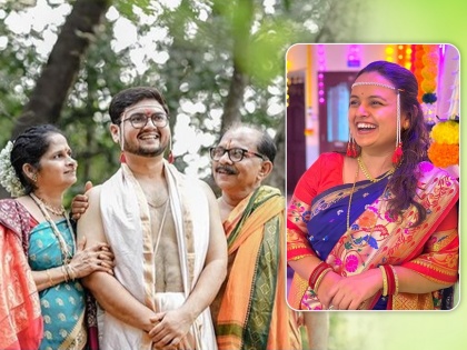 sa re ga ma pa fame couple prathamesh laghate and mugdha vaishampayan family details | मुग्धाच्या सासरच्या मंडळींचा फोटो आला समोर; जाणून घ्या कोण-कोण आहे तिच्या सासरी