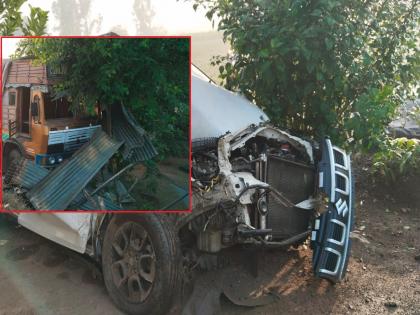 The time had come but... In a terrible truck-car accident, two were seriously injured, luckily 6 survived | काळ आला होता पण...ट्रक-कारच्या भीषण अपघातात दोघे गंभीर जखमी, सुदैवाने ६ जण बचावले