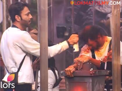 bigg-boss-17-mannara-chopra-and-abhishek-kumar-got-tourter-in-nomination-task | कहर झाला! बिग बॉस स्पर्धकावर विकी जैनने टाकली मिरची पूड; Video पाहून नेटकऱ्यांमध्ये संताप