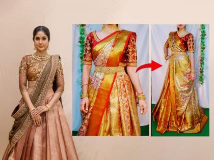 Georgette with fancy embroidery work designer Ready to wear saree lehenga  collection