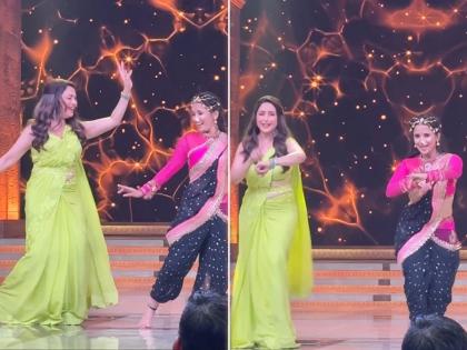 madhuri-dixit-dances-on-amruta-khanvilkar-famous-lavani-song-vajle-ki-bara | 'धकधक गर्ल'ला पडली अजय-अतुलच्या गाण्याची भुरळ; 'वाजले की बारा'वर केला जबरदस्त डान्स