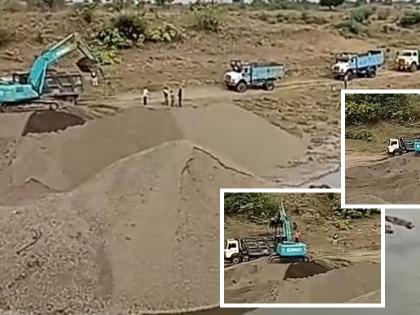 Day-long sand extraction by JCB from Salphal Ghat | सालफळ घाटातून जेसीबीद्वारे भर दिवसा वाळू उपसा